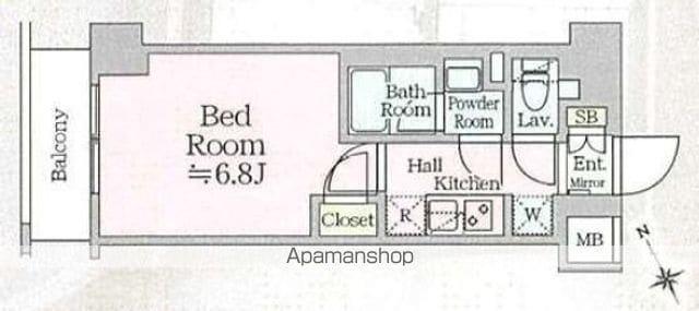 アイルプレミアム横浜サウス(1K/8階)の間取り写真