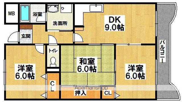 グランデーミFY(3LDK/6階)の間取り写真