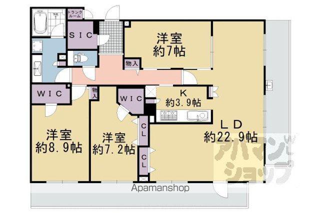 エアリアルシティ四条堀川(3LDK/15階)の間取り写真
