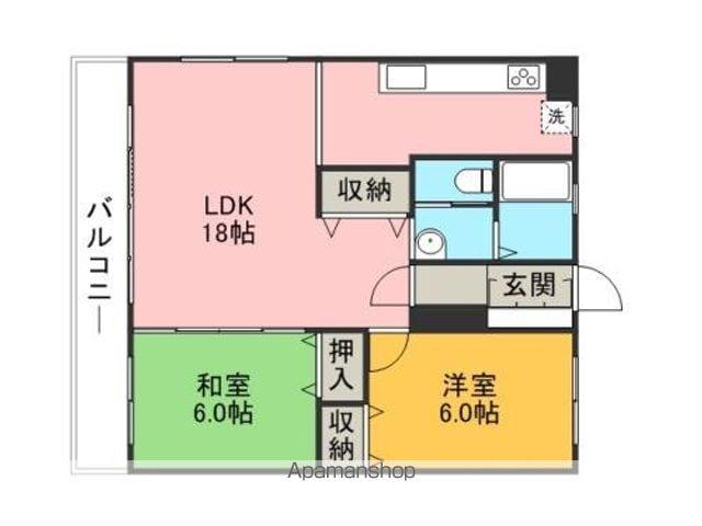 赤坂第2パールビル(2LDK/2階)の間取り写真