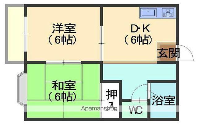 ニューパークB棟(2DK/2階)の間取り写真