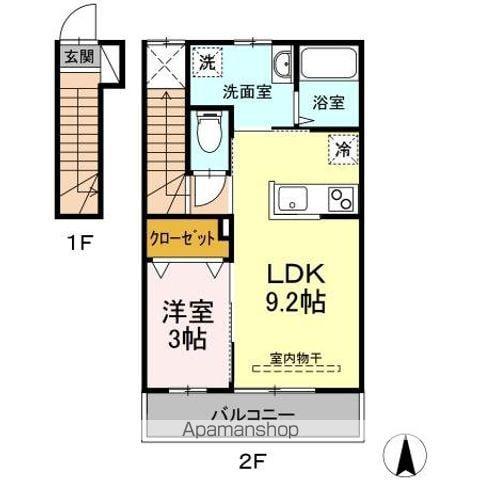 レジデンス花(1LDK/2階)の間取り写真