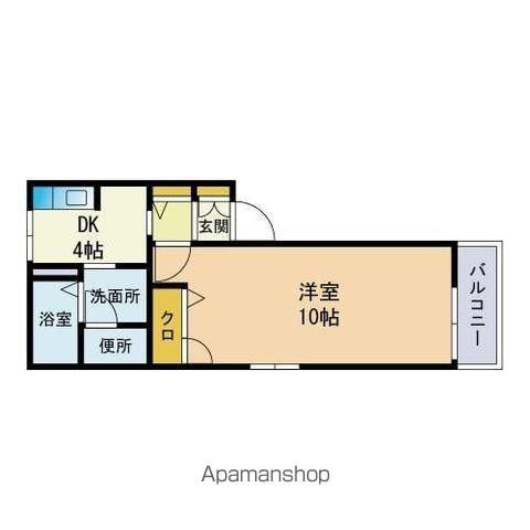 ラ・クール箱崎2-A棟(1DK/2階)の間取り写真