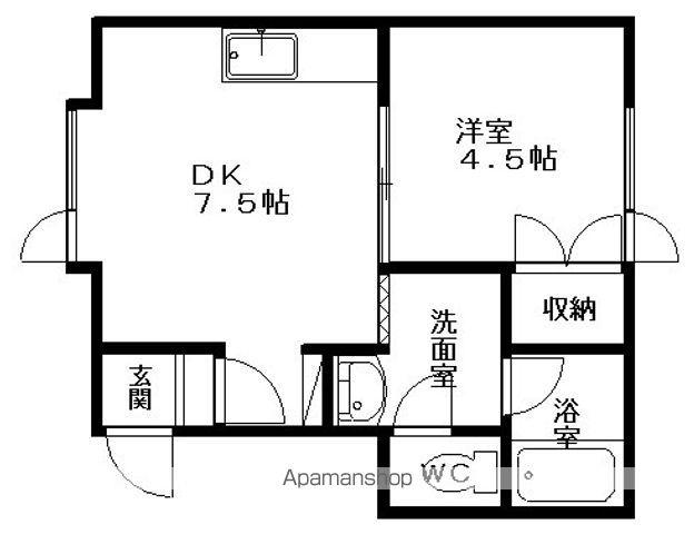 サウスフィールズ(1DK/2階)の間取り写真
