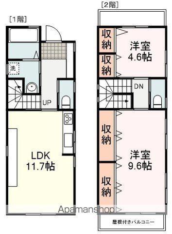 東海道本線 静岡駅 バス乗車時間：18分 南田町バス停で下車 徒歩3分 2階建 築22年(2LDK)の間取り写真