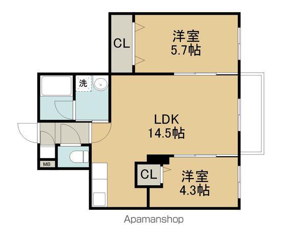 センチュリー信濃(2LDK/2階)の間取り写真