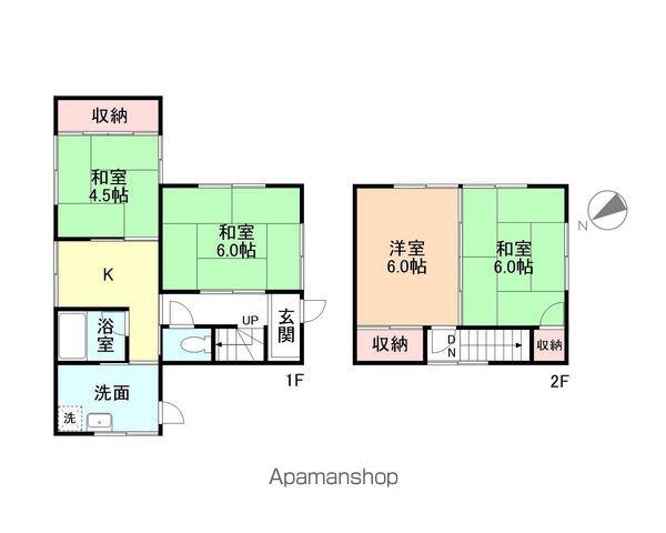 富山地鉄本線 東新庄駅 徒歩14分 2階建 築49年(4K)の間取り写真