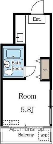 オークブロードヒル(ワンルーム/2階)の間取り写真