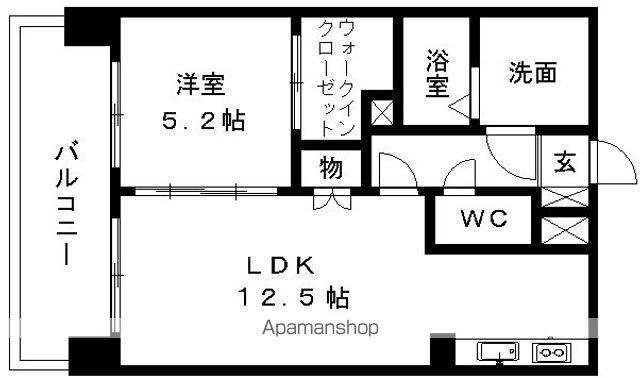 グランフィーネ祗園橋(1LDK/6階)の間取り写真
