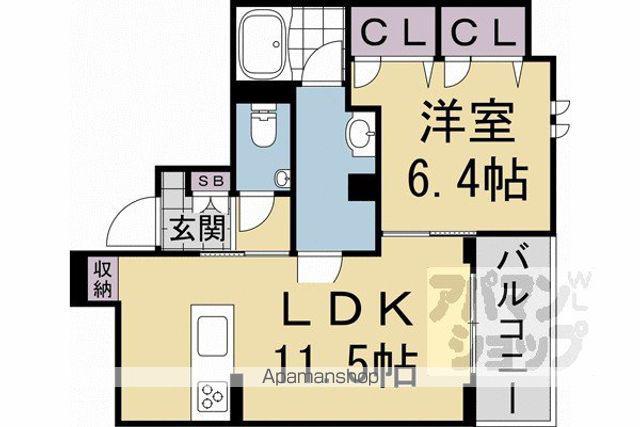 シャーメゾン京都旧二条(1LDK/3階)の間取り写真