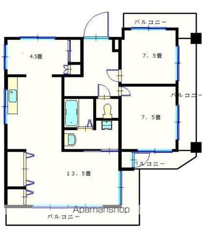 エスキューブ(3LDK/4階)の間取り写真