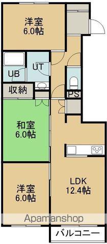 マンション北斗富岡Ⅱ(3LDK/1階)の間取り写真