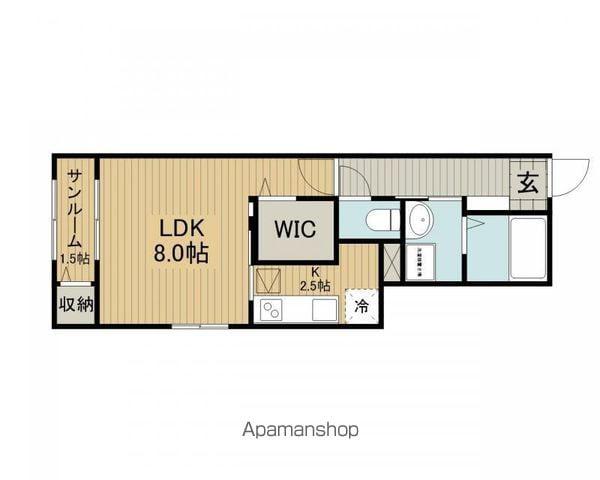 ラ・パルテール(1K/1階)の間取り写真