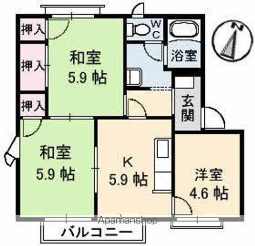 屋島フレグランス(3K/1階)の間取り写真