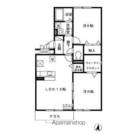 エルスリーモナミ(2LDK/1階)の間取り写真