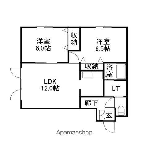 フォンテーヌE8(2LDK/2階)の間取り写真