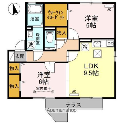 アリオスB(2DK/1階)の間取り写真