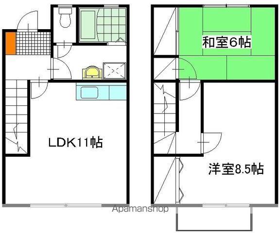 シャンブルハシカベ D棟(2LDK/1階)の間取り写真