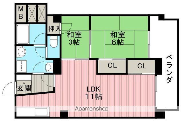 豊中グランドハイツ(2LDK/8階)の間取り写真