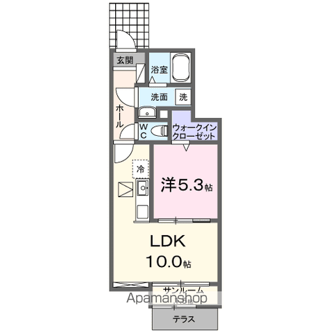 サンセールⅡ B(1LDK/1階)の間取り写真