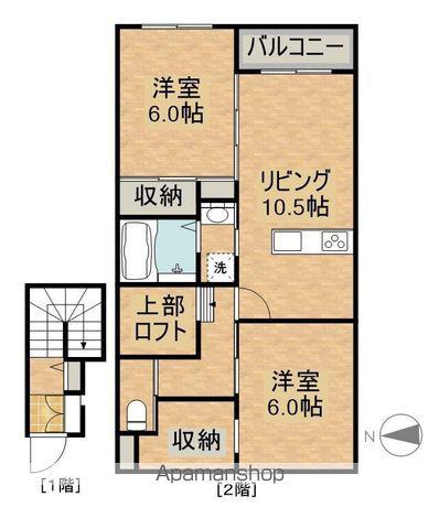PLUM VILLAGE 小松 A棟(2LDK/2階)の間取り写真