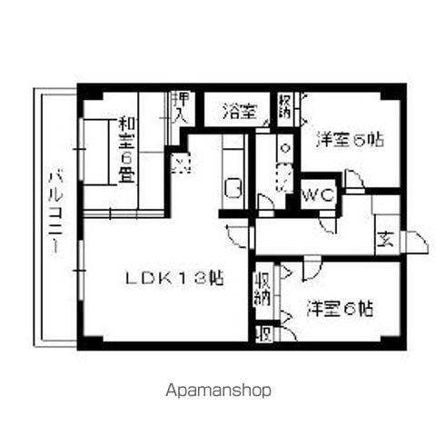 エステート下原(3LDK/7階)の間取り写真