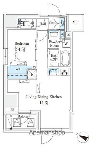 URBAN BREEZE 恵比寿(1LDK/12階)の間取り写真