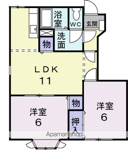 メイプルハウス Ⅰ(2LDK/1階)の間取り写真