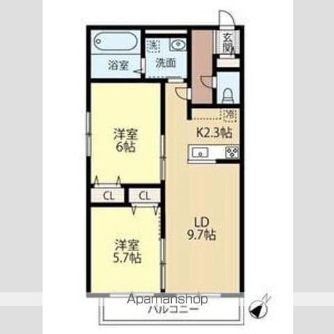 MOKU CHITOSE(2LDK/3階)の間取り写真