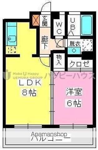 ヴィンテージ唐原(1LDK/1階)の間取り写真