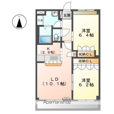 QUEENⅡ(2LDK/2階)の間取り写真