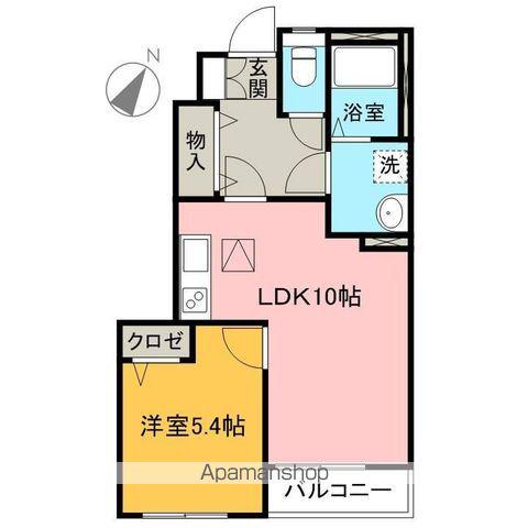 DモンドⅡ(1LDK/1階)の間取り写真