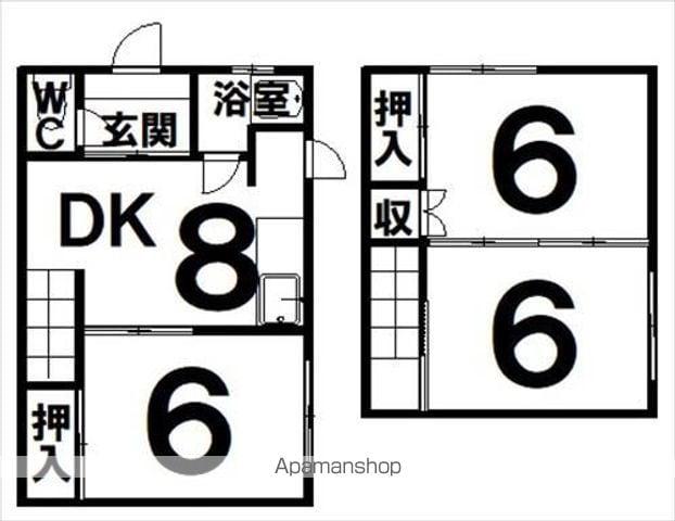 根室本線 柏林台駅 バス乗車時間：5分 新町西７丁目バス停で下車 徒歩3分 2階建 築58年(3DK)の間取り写真