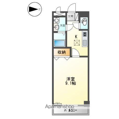 サウスウェーブ木津(1K/1階)の間取り写真