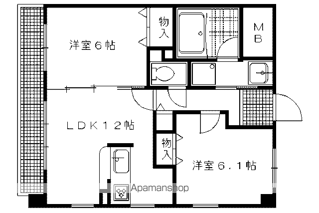 ベリエ茶五(2LDK/3階)の間取り写真