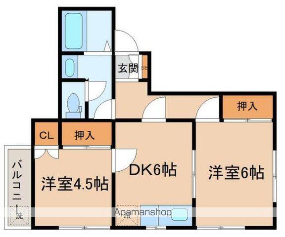 ウィーンハイツA棟(2DK/1階)の間取り写真