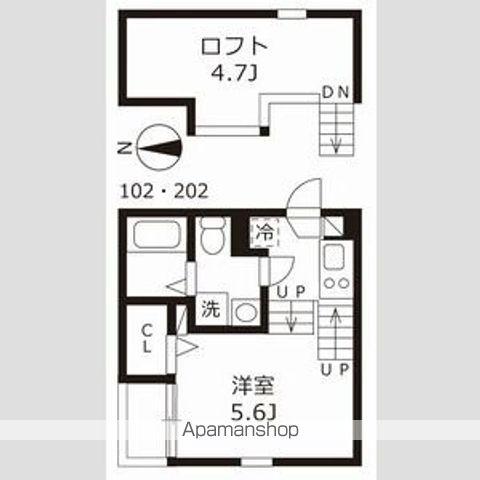 ハーモニーテラス志賀町Ⅵ(1K/2階)の間取り写真