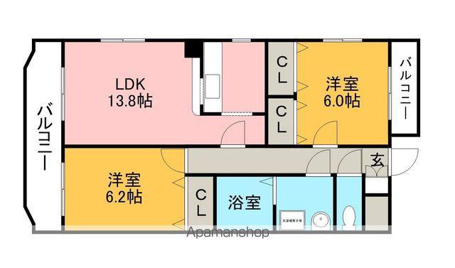 メルベーユKⅡ(2LDK/2階)の間取り写真