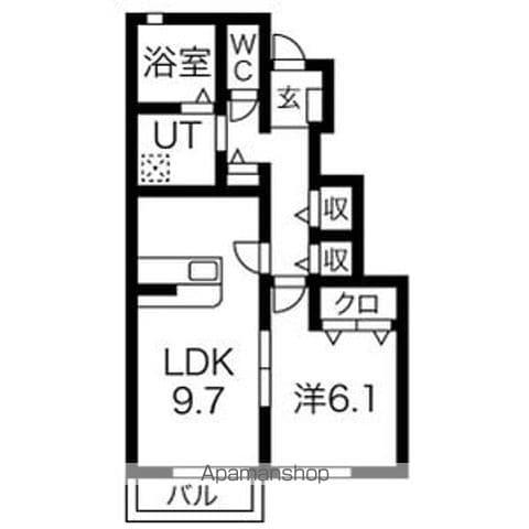 WISTERIA(1LDK/1階)の間取り写真