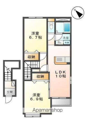 ク.レ.シ.ア(2LDK/2階)の間取り写真
