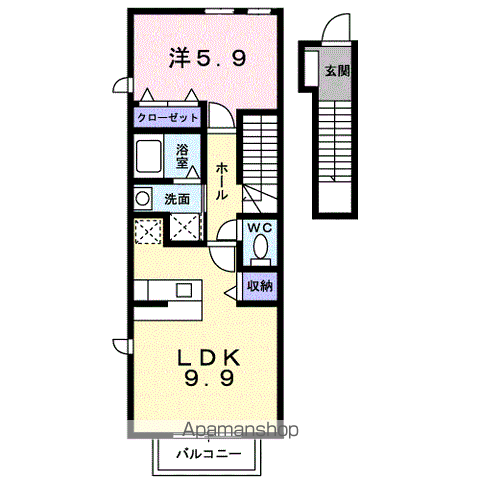 ボナンザ(1LDK/2階)の間取り写真