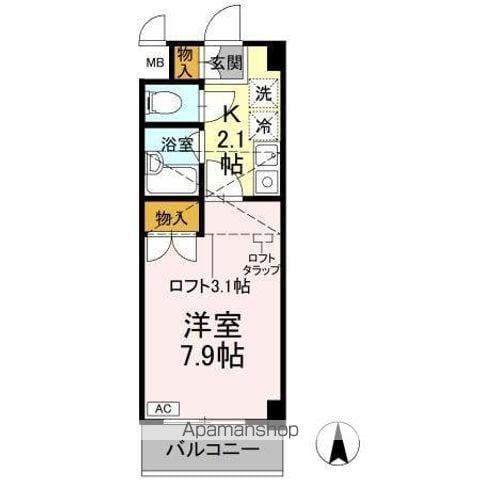 ヴァンテアン清水(1K/4階)の間取り写真