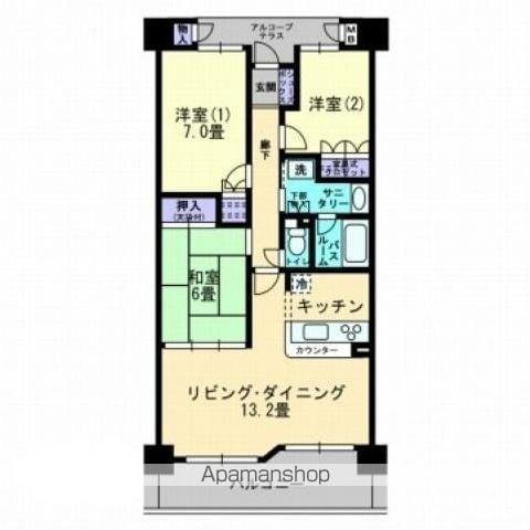 アルファシティ屋島六番館(3LDK/2階)の間取り写真