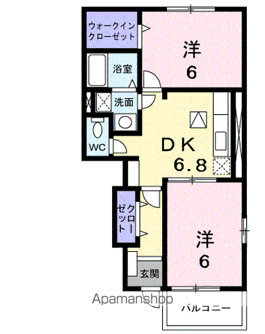 ダンデ ライオン(2DK/1階)の間取り写真