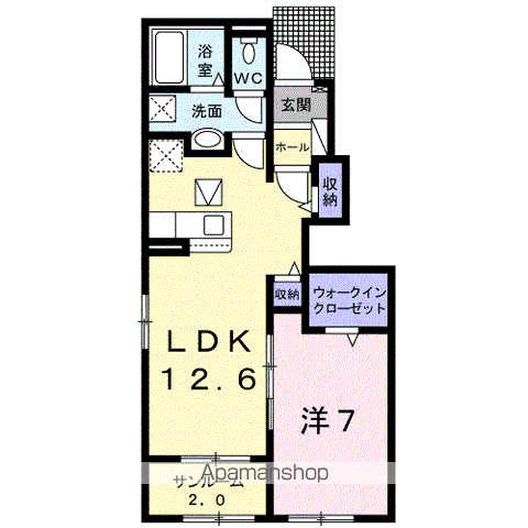 ウメミツハウス1(1LDK/1階)の間取り写真
