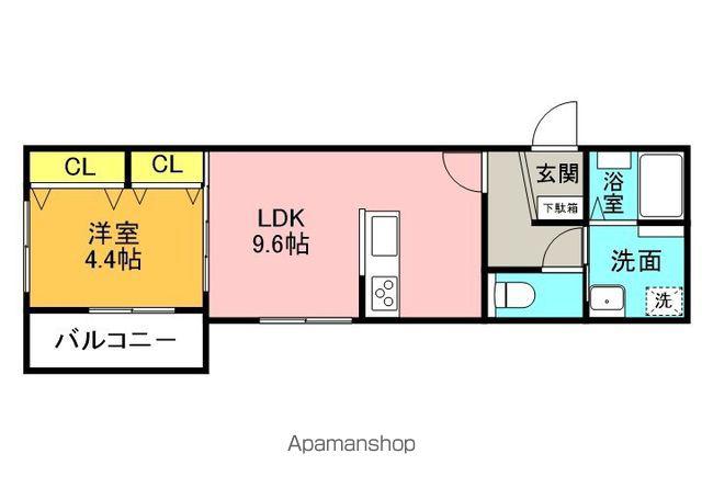 二日市中央2丁目AP(1LDK/3階)の間取り写真