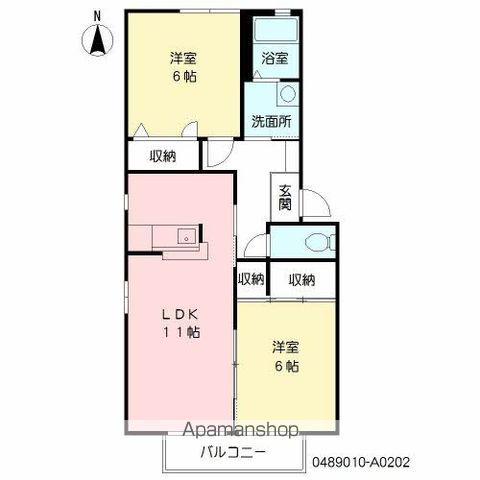 スタンツェ戸井ノ元Ⅱ(2LDK/2階)の間取り写真