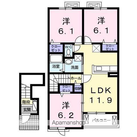 ボルベールⅡ(3LDK/2階)の間取り写真