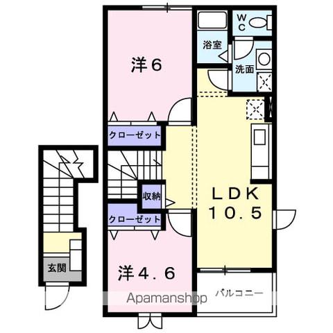 ジャン・ピュールⅠ(2LDK/2階)の間取り写真