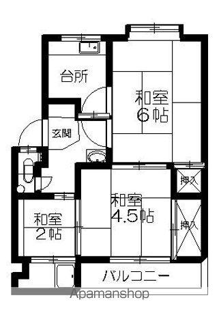 一の関マンション(2K/2階)の間取り写真